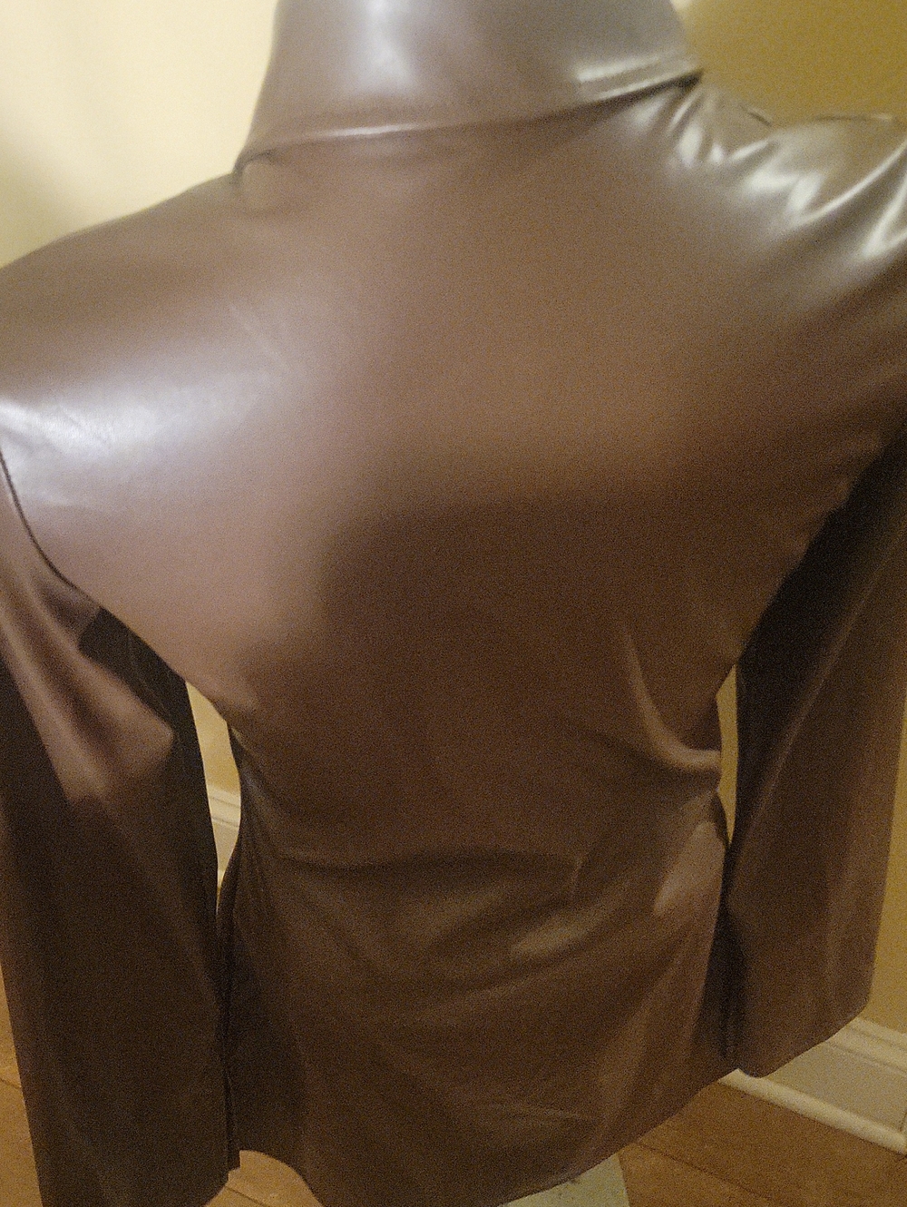 Brown Faux Leather Zip-Front Women's Jacket - Picture 5 of 7